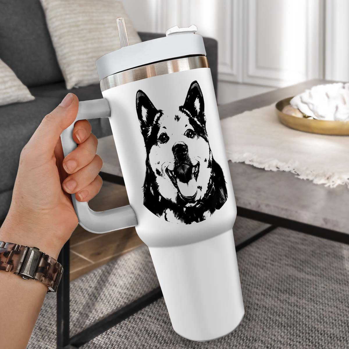 Custom Pet Photo Tumbler 40oz With Handle, Dog Photo Tumbler, Puppies Tumbler with Straw, Dog Lover Tumbler, Favorite Pet Tumbler, Stainless Steel Tumbler, Insulated Tumbler, Pet Photo Gift with Custom Pet Image 08