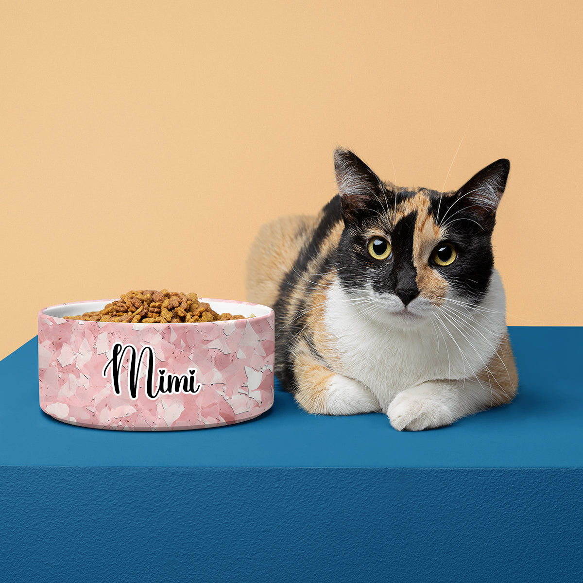 Personalized Dog Pet Cat Bowls, Boho Chic Terrazzo 04 Personalized Pet Bowls for Dogs and Cats, Eclectic Modern Spotted Dishes With Name, Ceramic Custom Cute Dog Bowls, Designer Large and Small Dog Cat Pet Bowls Dish, Gift for Pet
