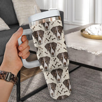 Thumbnail for Cute German Shorthaired Pointer Tumbler 40oz With Handle, German Shorthaired Pointer Pattern 40oz Tumbler, Dog Paw Photo Tumbler with Straw, Dog Lover Tumbler, Stainless Steel Tumbler, Insulated Tumbler