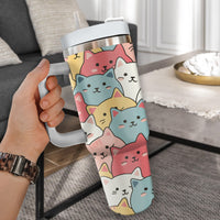 Thumbnail for Cute Cat Tumbler 40oz With Handle, Cat Pattern 40oz Tumbler, Cat Lover Tumbler 40oz, Stainless Steel Tumbler, Insulated Tumbler 27