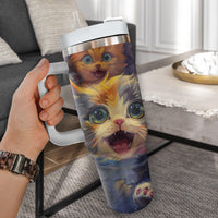 Thumbnail for Cute Cat Tumbler 40oz With Handle, Cat Pattern 40oz Tumbler, Cat Lover Tumbler 40oz, Stainless Steel Tumbler, Insulated Tumbler 22