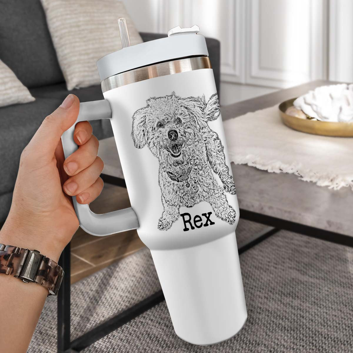 Custom Pet Photo Tumbler 40oz With Handle, Dog Photo Tumbler, Puppies Tumbler with Straw, Dog Lover Tumbler, Favorite Pet Tumbler, Stainless Steel Tumbler, Insulated Tumbler, Pet Photo Gift with Custom Pet Image 07