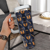 Thumbnail for Cute Rottweiler Tumbler 40oz With Handle, Rottweiler Pattern 40oz Tumbler, Dog Paw Photo Tumbler with Straw, Dog Lover Tumbler, Stainless Steel Tumbler, Insulated Tumbler