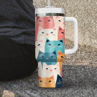 Thumbnail for Cute Cat Tumbler 40oz With Handle, Cat Pattern 40oz Tumbler, Cat Lover Tumbler 40oz, Stainless Steel Tumbler, Insulated Tumbler 10