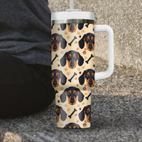 Thumbnail for Cute Dachshund Tumbler 40oz With Handle, Dachshund Pattern 40oz Tumbler, Dog Paw Photo Tumbler with Straw, Dog Lover Tumbler, Stainless Steel Tumbler, Insulated Tumbler