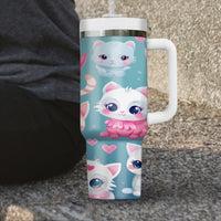 Thumbnail for Cute Cat Tumbler 40oz With Handle, Cat Pattern 40oz Tumbler, Cat Lover Tumbler 40oz, Stainless Steel Tumbler, Insulated Tumbler 07