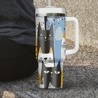 Thumbnail for Cute Cat Tumbler 40oz With Handle, Cat Pattern 40oz Tumbler, Cat Lover Tumbler 40oz, Stainless Steel Tumbler, Insulated Tumbler 30