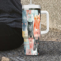 Thumbnail for Cute Cat Tumbler 40oz With Handle, Cat Pattern 40oz Tumbler, Cat Lover Tumbler 40oz, Stainless Steel Tumbler, Insulated Tumbler 19