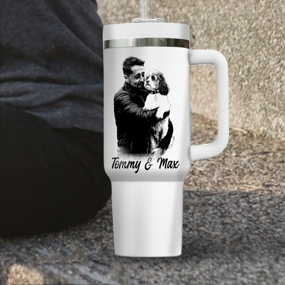 Custom Pet Photo Tumbler 40oz With Handle, Dog Photo Tumbler, Puppies Tumbler with Straw, Dog Lover Tumbler, Favorite Pet Tumbler, Stainless Steel Tumbler, Insulated Tumbler, Pet Photo Gift with Custom Pet Image 05