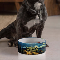 Thumbnail for Personalized Dog Pet Cat Bowls, Starry Night Vincent Van Gogh Custom Pet Bowls for Dogs and Cats, Eclectic Modern Spotted Dishes With Name, Ceramic Custom Cute Dog Bowls, Designer Large and Small Dog Cat Pet Bowls Dish, Gift for Pet