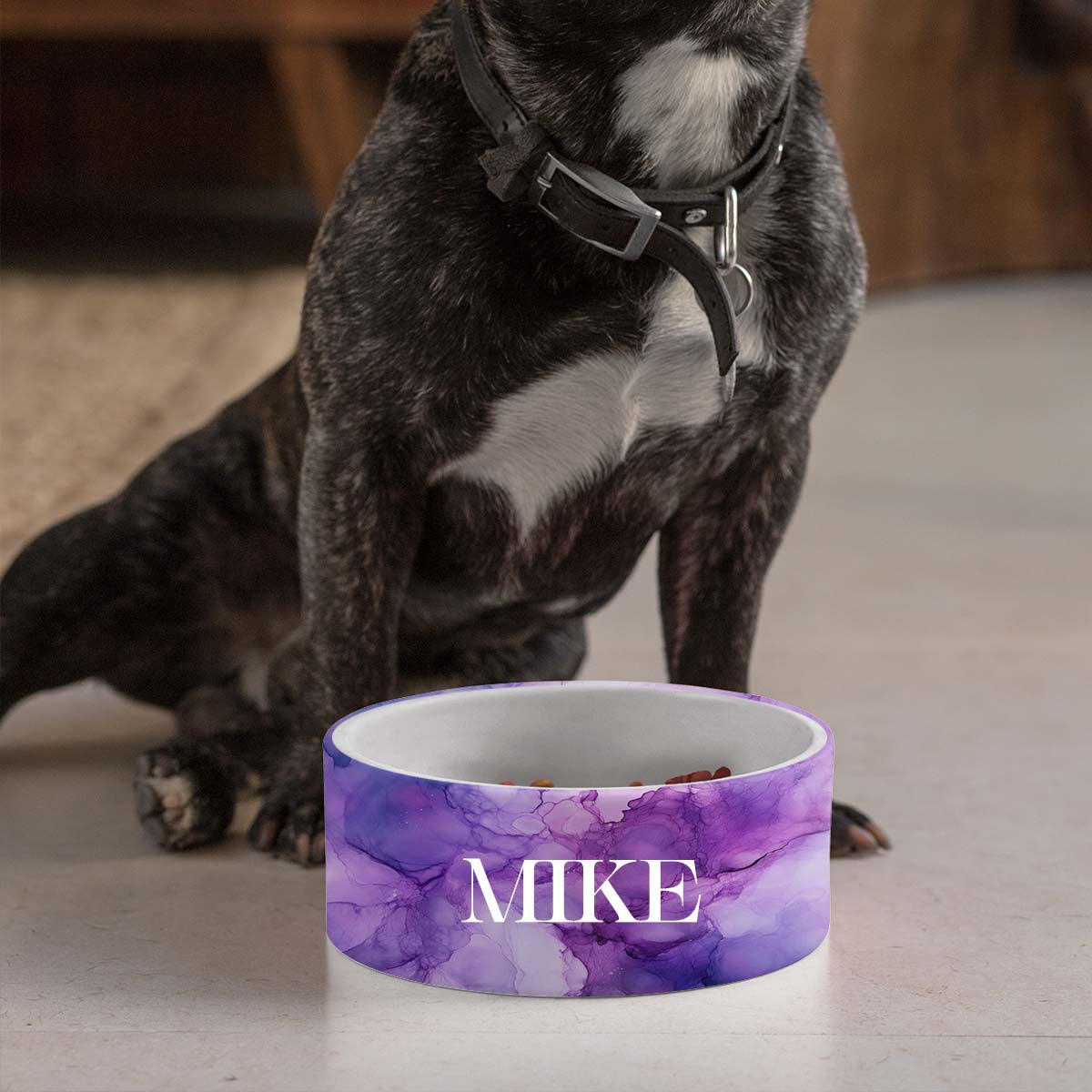 Personalized Dog Pet Cat Bowls, Alcohol Watercolor Ink Custom Pet Bowls for Dogs and Cats, Eclectic Modern Spotted Dishes With Name, Ceramic Custom Cute Dog Bowls, Designer Large and Small Dog Cat Pet Bowls Dish, Gift for Pet
