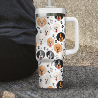 Thumbnail for Cute Poodle Tumbler 40oz With Handle, Poodle Pattern 40oz Tumbler, Dog Paw Photo Tumbler with Straw, Dog Lover Tumbler, Stainless Steel Tumbler, Insulated Tumbler 02