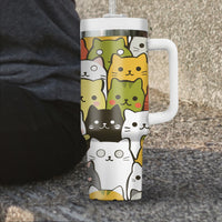 Thumbnail for Cute Cat Tumbler 40oz With Handle, Cat Pattern 40oz Tumbler, Cat Lover Tumbler 40oz, Stainless Steel Tumbler, Insulated Tumbler 25