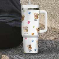 Thumbnail for Custom Pet Photo Tumbler 40oz With Handle, Just A Girl Who Loves Dogs: Personalized Cute Dog Gifts for Dog Mom, Pets, Paw Prints , Puppies Tumbler with Straw, Dog Lover Tumbler, Favorite Pet Tumbler, Stainless Steel Tumbler, Insulated Tumbler 09