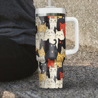 Thumbnail for Cute Cat Tumbler 40oz With Handle, Cat Pattern 40oz Tumbler, Cat Lover Tumbler 40oz, Stainless Steel Tumbler, Insulated Tumbler 21