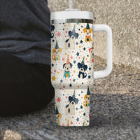 Thumbnail for Cute Dog Tumbler 40oz With Handle, Dog Face Pattern 40oz Tumbler, Puppies Tumbler with Straw, Dog Lover Tumbler, Stainless Steel Tumbler, Insulated Tumbler 02