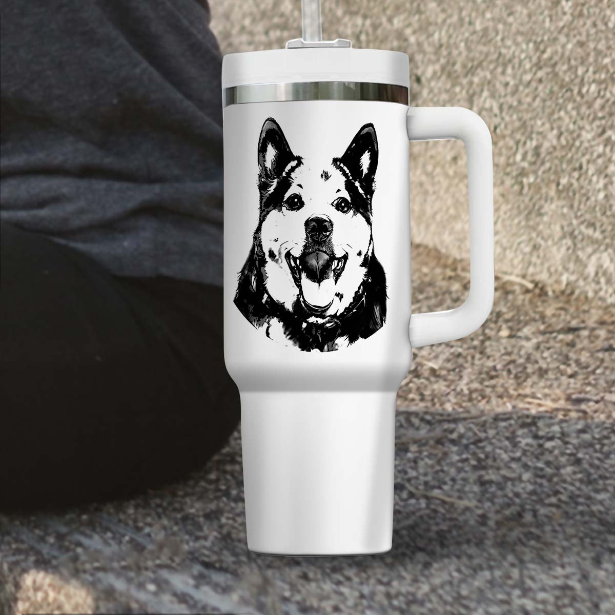 Custom Pet Photo Tumbler 40oz With Handle, Dog Photo Tumbler, Puppies Tumbler with Straw, Dog Lover Tumbler, Favorite Pet Tumbler, Stainless Steel Tumbler, Insulated Tumbler, Pet Photo Gift with Custom Pet Image 08