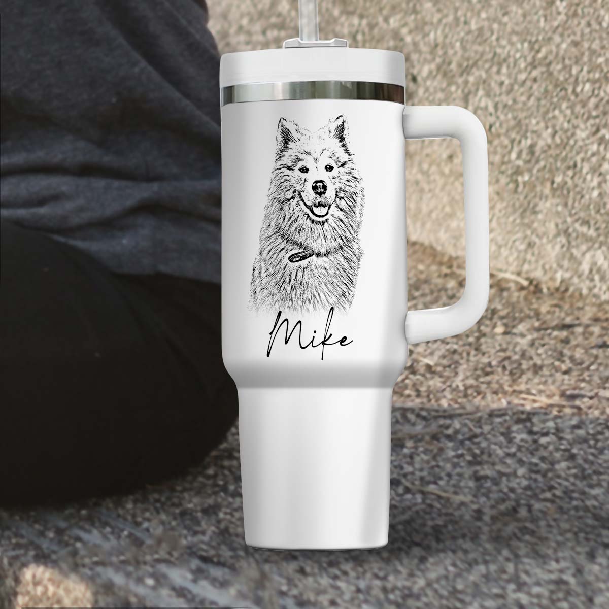 Custom Pet Photo Tumbler 40oz With Handle, Dog Photo Tumbler, Puppies Tumbler with Straw, Dog Lover Tumbler, Favorite Pet Tumbler, Stainless Steel Tumbler, Insulated Tumbler, Pet Photo Gift with Custom Pet Image 06