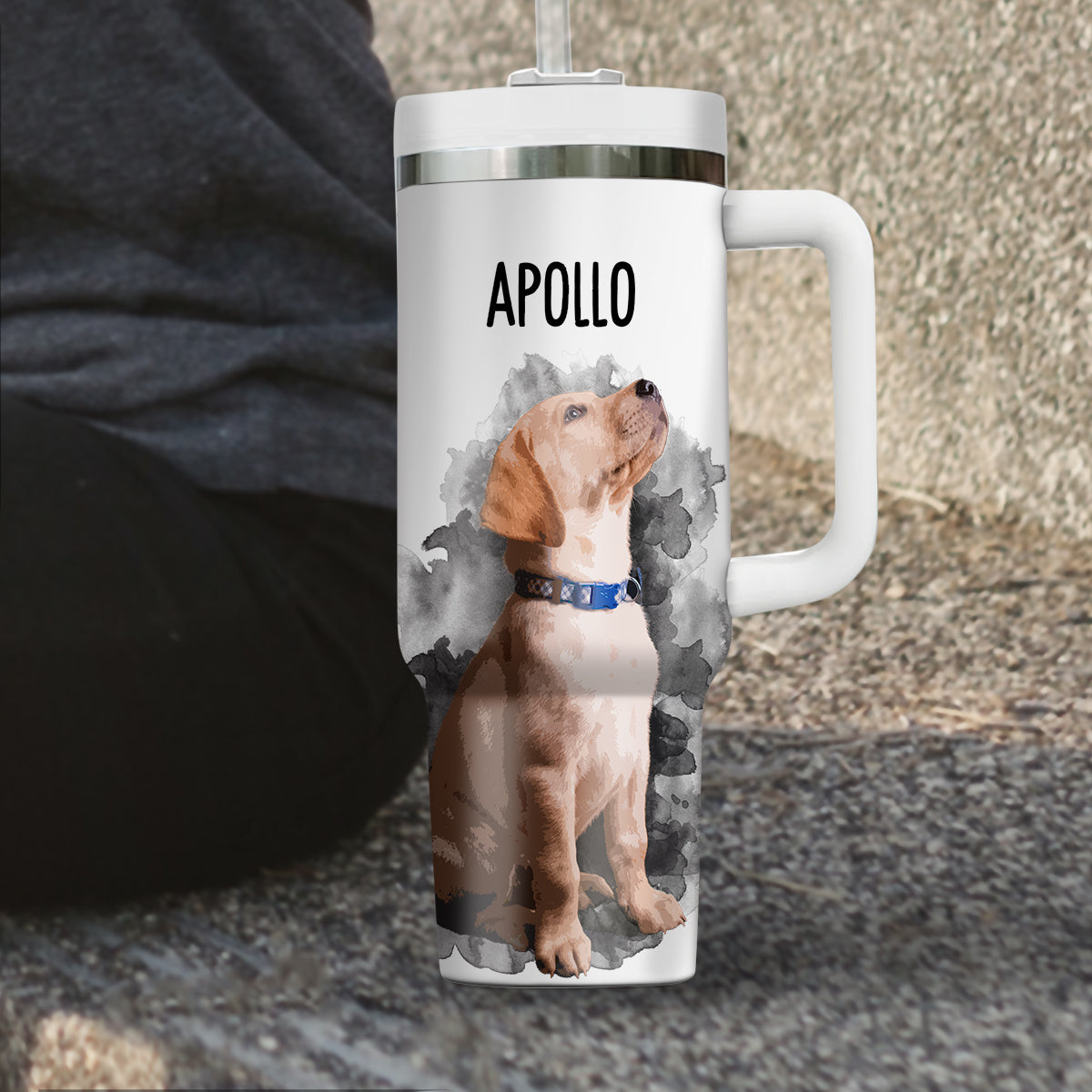 Custom Pet Photo Tumbler 40oz With Handle, Watercolor Pet Portrait From Photo Tumbler, Puppies Tumbler with Straw, Dog Lover Tumbler, Favorite Pet Tumbler, Stainless Steel Tumbler, Insulated Tumbler, Pet Photo Gift with Custom Pet Image 14