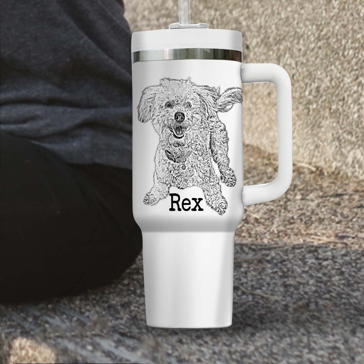 Custom Pet Photo Tumbler 40oz With Handle, Dog Photo Tumbler, Puppies Tumbler with Straw, Dog Lover Tumbler, Favorite Pet Tumbler, Stainless Steel Tumbler, Insulated Tumbler, Pet Photo Gift with Custom Pet Image 07