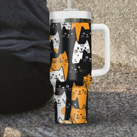 Thumbnail for Cute Cat Tumbler 40oz With Handle, Cat Pattern 40oz Tumbler, Cat Lover Tumbler 40oz, Stainless Steel Tumbler, Insulated Tumbler 28