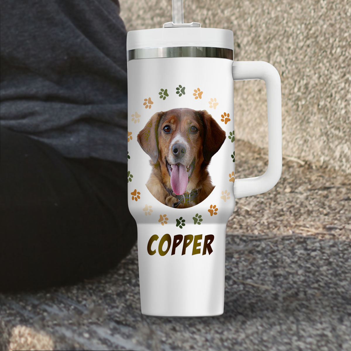 Custom Pet Photo Tumbler 40oz With Handle, Watercolor Pet Portrait From Photo Tumbler, Puppies Tumbler with Straw, Dog Lover Tumbler, Favorite Pet Tumbler, Stainless Steel Tumbler, Insulated Tumbler, Pet Photo Gift with Custom Pet Image 24