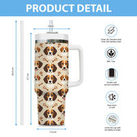 Thumbnail for Cute Beagle Tumbler 40oz With Handle, Beagle Pattern 40oz Tumbler, Dog Paw Photo Tumbler with Straw, Dog Lover Tumbler, Stainless Steel Tumbler, Insulated Tumbler