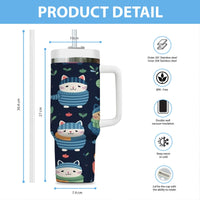 Thumbnail for Cute Cat Tumbler 40oz With Handle, Cat Pattern 40oz Tumbler, Cat Lover Tumbler 40oz, Stainless Steel Tumbler, Insulated Tumbler 08