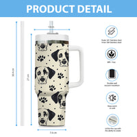 Thumbnail for Cute Dalmatian Tumbler 40oz With Handle, Dalmatian Pattern 40oz Tumbler, Dog Paw Photo Tumbler with Straw, Dog Lover Tumbler, Stainless Steel Tumbler, Insulated Tumbler