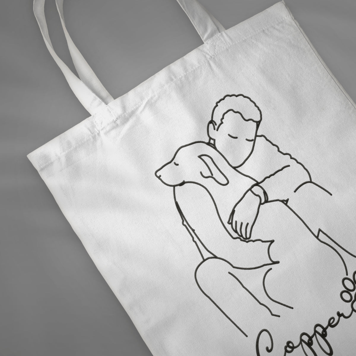 Custom Embroidered Dog Dad Canvas Tote with Portrait from Photo, Embroidered Photo Tote Bag, Outline Embroidered Tote Bag, Portrait Bag 29