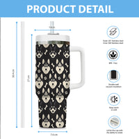 Thumbnail for Cute Siberian Husky Tumbler 40oz With Handle, Siberian Husky Pattern 40oz Tumbler, Dog Paw Photo Tumbler with Straw, Dog Lover Tumbler, Stainless Steel Tumbler, Insulated Tumbler 01