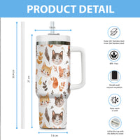 Thumbnail for Cute Cat Tumbler 40oz With Handle, Cat Pattern 40oz Tumbler, Cat Lover Tumbler 40oz, Stainless Steel Tumbler, Insulated Tumbler 15