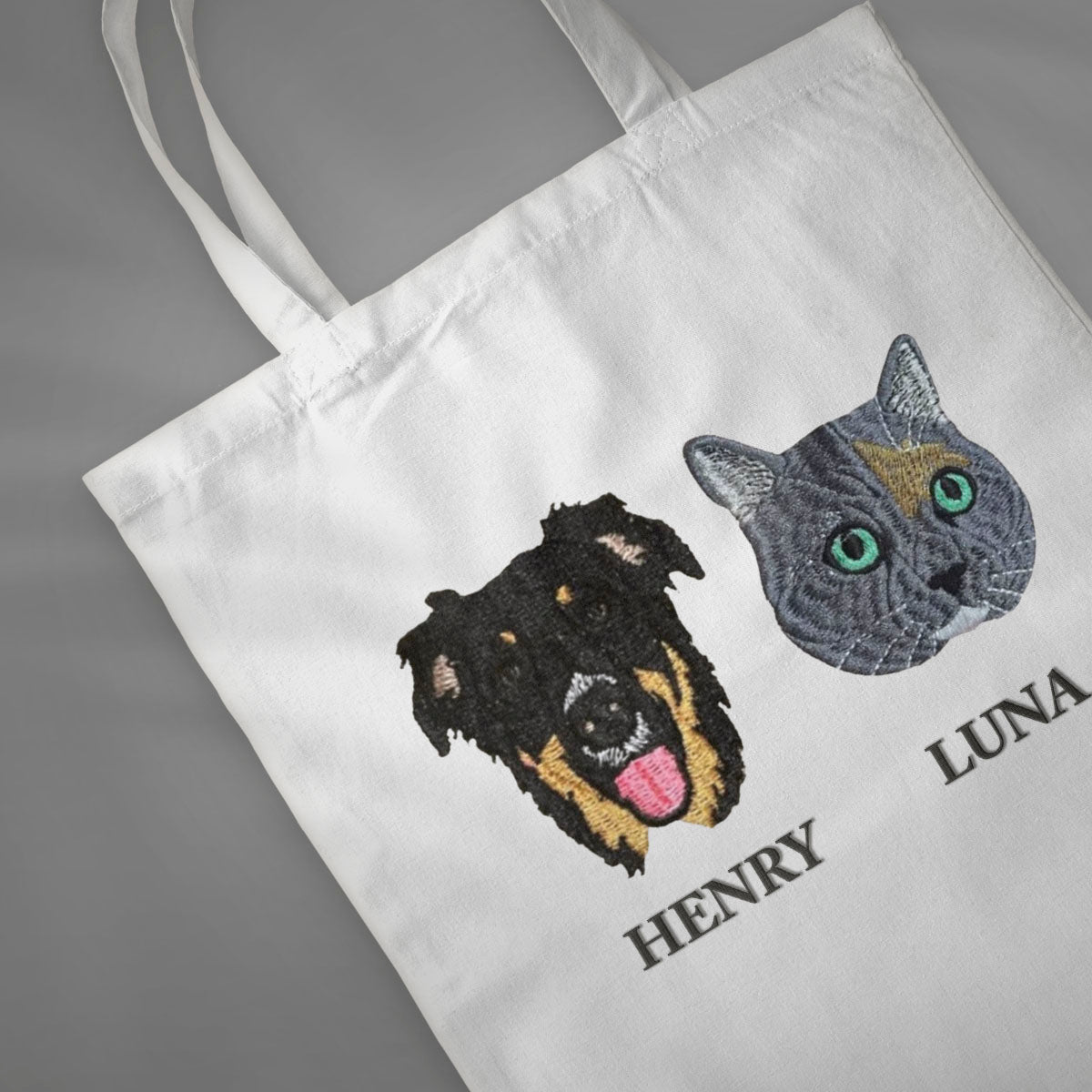 Custom Embroidered Pet Canvas Tote, Custom Dog Tote, Dog Bag, Personalized with Your Pet’s Photo, Dog Cat Face or Name Embroidery for Pet Lovers Tote Bag 31