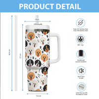 Thumbnail for Cute Poodle Tumbler 40oz With Handle, Poodle Pattern 40oz Tumbler, Dog Paw Photo Tumbler with Straw, Dog Lover Tumbler, Stainless Steel Tumbler, Insulated Tumbler 02