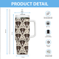 Thumbnail for Cute German Shorthaired Pointer Tumbler 40oz With Handle, German Shorthaired Pointer Pattern 40oz Tumbler, Dog Paw Photo Tumbler with Straw, Dog Lover Tumbler, Stainless Steel Tumbler, Insulated Tumbler