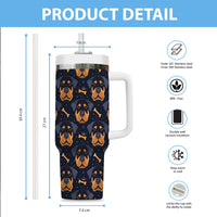 Thumbnail for Cute Rottweiler Tumbler 40oz With Handle, Rottweiler Pattern 40oz Tumbler, Dog Paw Photo Tumbler with Straw, Dog Lover Tumbler, Stainless Steel Tumbler, Insulated Tumbler