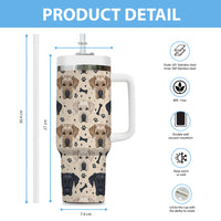 Thumbnail for Cute Labrador Retriever Tumbler 40oz With Handle, Labrador Retriever Pattern 40oz Tumbler, Dog Paw Photo Tumbler with Straw, Dog Lover Tumbler, Stainless Steel Tumbler, Insulated Tumbler