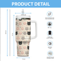 Thumbnail for Cute Cat Tumbler 40oz With Handle, Cat Pattern 40oz Tumbler, Cat Lover Tumbler 40oz, Stainless Steel Tumbler, Insulated Tumbler 11