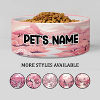 Thumbnail for Personalized Dog Pet Cat Bowls, Pink and White Chinoiserie Custom Pet Bowls for Dogs and Cats, Eclectic Modern Spotted Dishes With Name, Ceramic Custom Cute Dog Bowls, Designer Large and Small Dog Cat Pet Bowls Dish, Gift for Pet