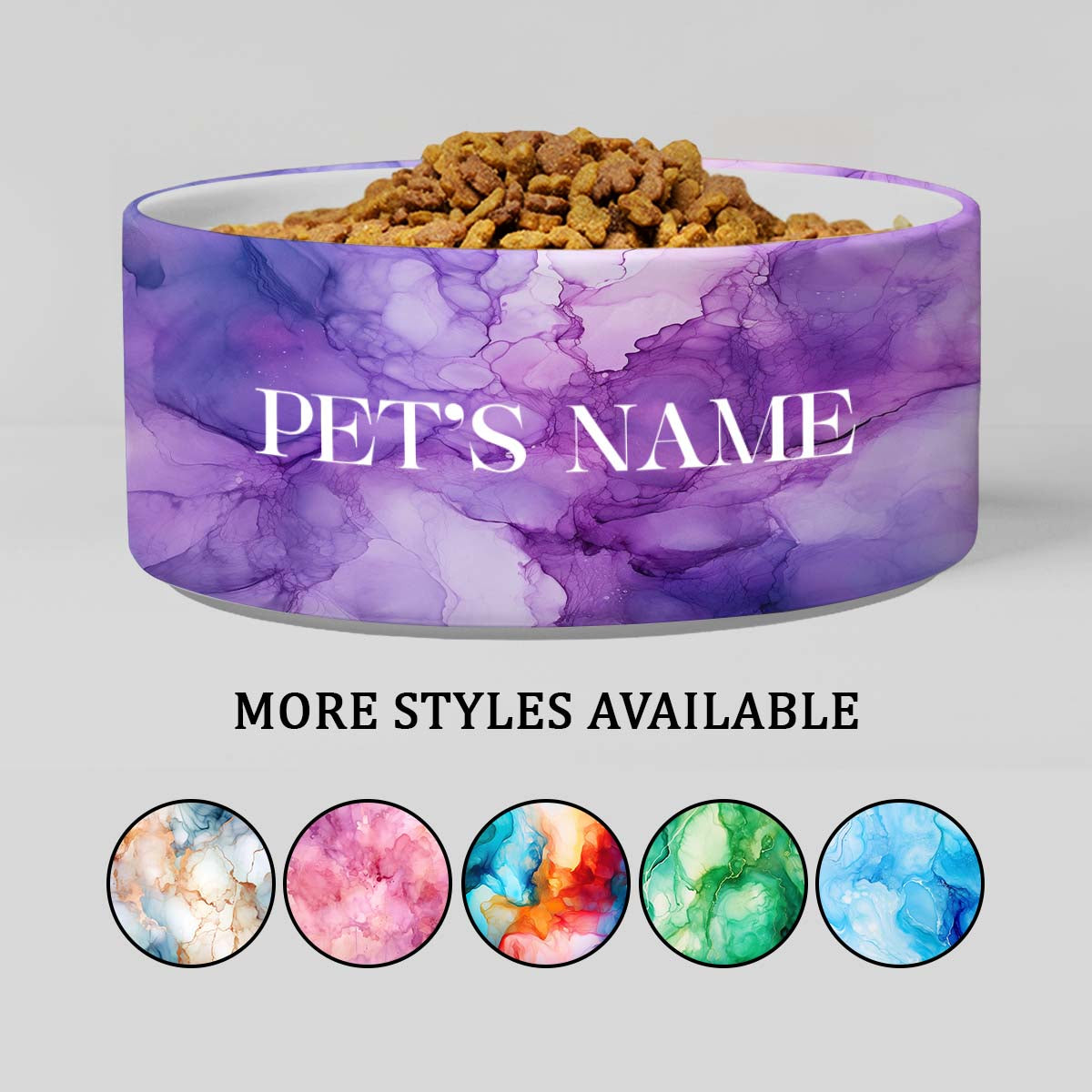 Personalized Dog Pet Cat Bowls, Alcohol Watercolor Ink Custom Pet Bowls for Dogs and Cats, Eclectic Modern Spotted Dishes With Name, Ceramic Custom Cute Dog Bowls, Designer Large and Small Dog Cat Pet Bowls Dish, Gift for Pet