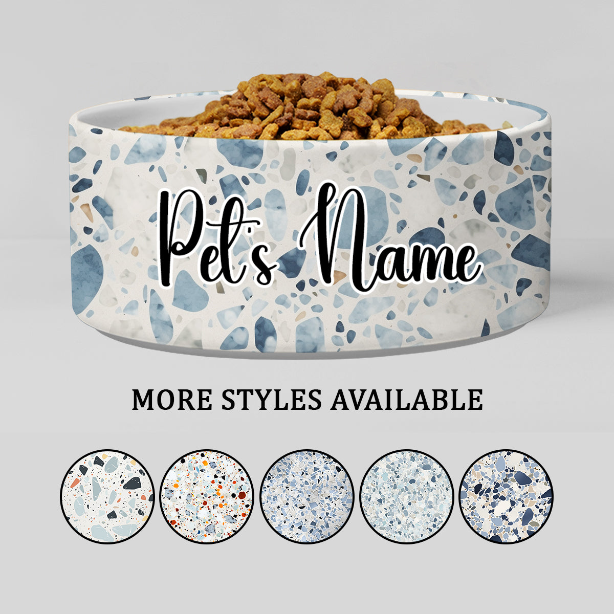 Personalized Dog Pet Cat Bowls, Boho Chic Terrazzo 02 Personalized Pet Bowls for Dogs and Cats, Eclectic Modern Spotted Dishes With Name, Ceramic Custom Cute Dog Bowls, Designer Large and Small Dog Cat Pet Bowls Dish, Gift for Pet
