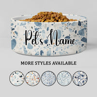 Thumbnail for Personalized Dog Pet Cat Bowls, Boho Chic Terrazzo 02 Personalized Pet Bowls for Dogs and Cats, Eclectic Modern Spotted Dishes With Name, Ceramic Custom Cute Dog Bowls, Designer Large and Small Dog Cat Pet Bowls Dish, Gift for Pet