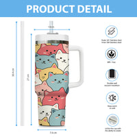 Thumbnail for Cute Cat Tumbler 40oz With Handle, Cat Pattern 40oz Tumbler, Cat Lover Tumbler 40oz, Stainless Steel Tumbler, Insulated Tumbler 27