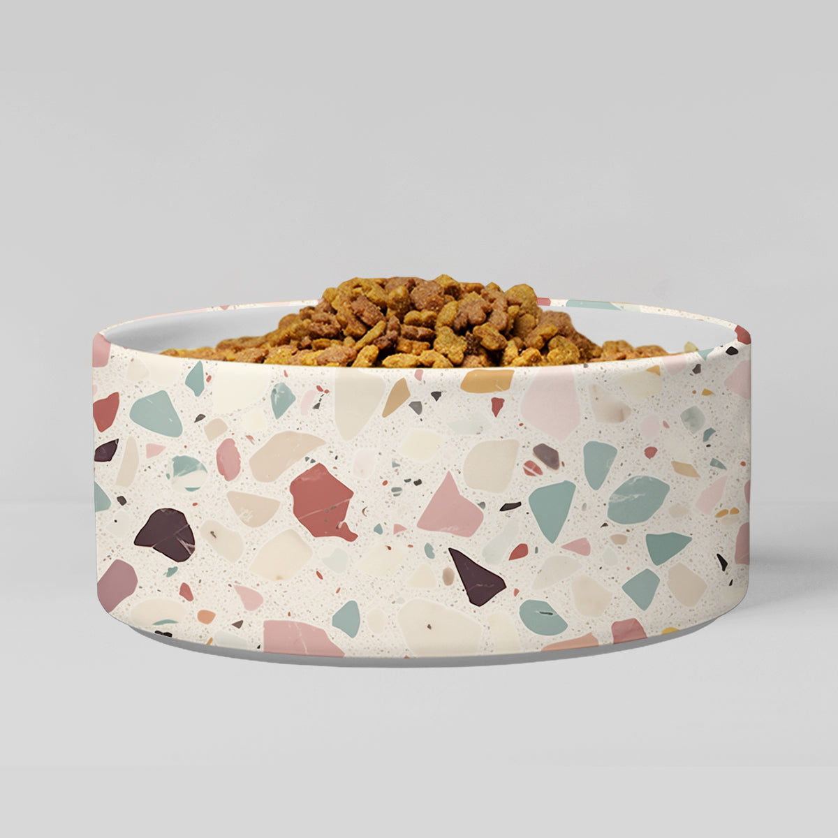 Personalized Dog Pet Cat Bowls, Boho Chic Terrazzo 01 Personalized Pet Bowls for Dogs and Cats, Eclectic Modern Spotted Dishes With Name, Ceramic Custom Cute Dog Bowls, Designer Large and Small Dog Cat Pet Bowls Dish, Gift for Pet