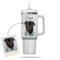 Thumbnail for Custom Pet Photo Tumbler 40oz With Handle, Dog Photo Tumbler, Puppies Tumbler with Straw, Dog Lover Tumbler, Favorite Pet Tumbler, Stainless Steel Tumbler, Insulated Tumbler, Pet Photo Gift with Custom Pet Image 03