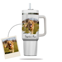 Thumbnail for Custom Pet Photo Tumbler 40oz With Handle, Dog Photo Tumbler, Puppies Tumbler with Straw, Dog Lover Tumbler, Favorite Pet Tumbler, Stainless Steel Tumbler, Insulated Tumbler, Pet Photo Gift with Custom Pet Image 02