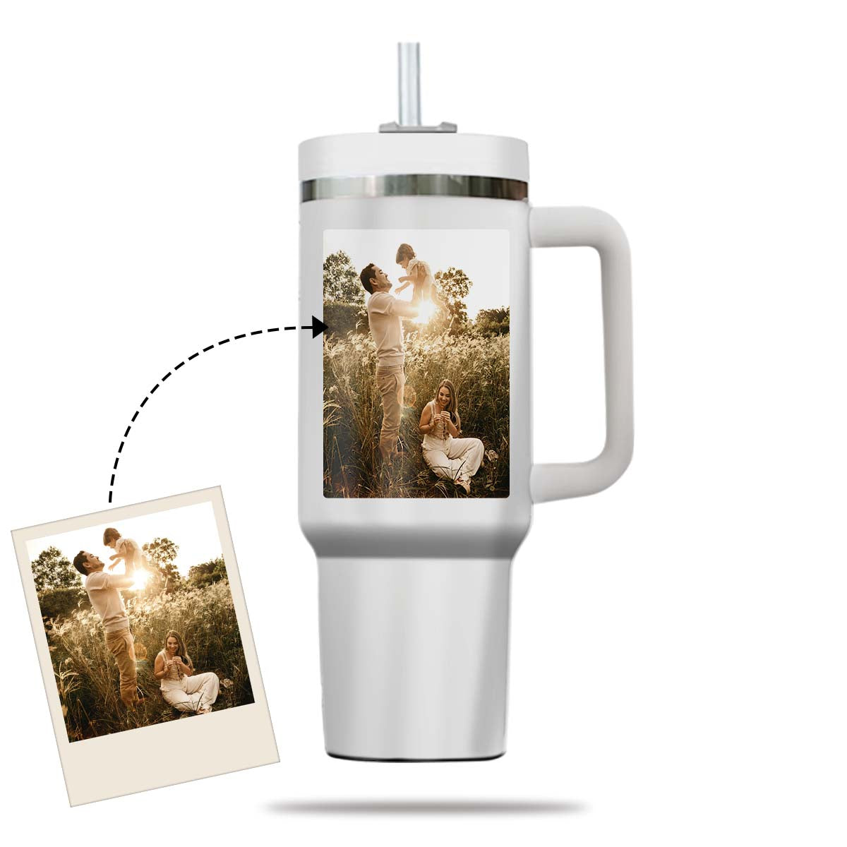 Custom 40oz Tumbler with Photo, Family Photo Tumbler 40oz With Handle, Personalized Photo Gift, Gift for Mother, Gift for Grandma, Stainless Steel Tumbler, Insulated Tumbler 01