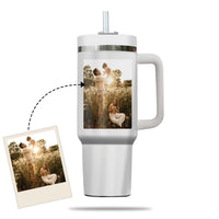 Thumbnail for Custom 40oz Tumbler with Photo, Family Photo Tumbler 40oz With Handle, Personalized Photo Gift, Gift for Mother, Gift for Grandma, Stainless Steel Tumbler, Insulated Tumbler 01