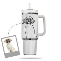 Thumbnail for Custom Pet Photo Tumbler 40oz With Handle, Line Drawing Photo Tumbler, Line Art, Puppies Tumbler with Straw, Dog Lover Tumbler, Stainless Steel Tumbler, Insulated Tumbler, Pet Photo Gift with Custom Pet Image, Custom Pet Art, Pet Drawing 12