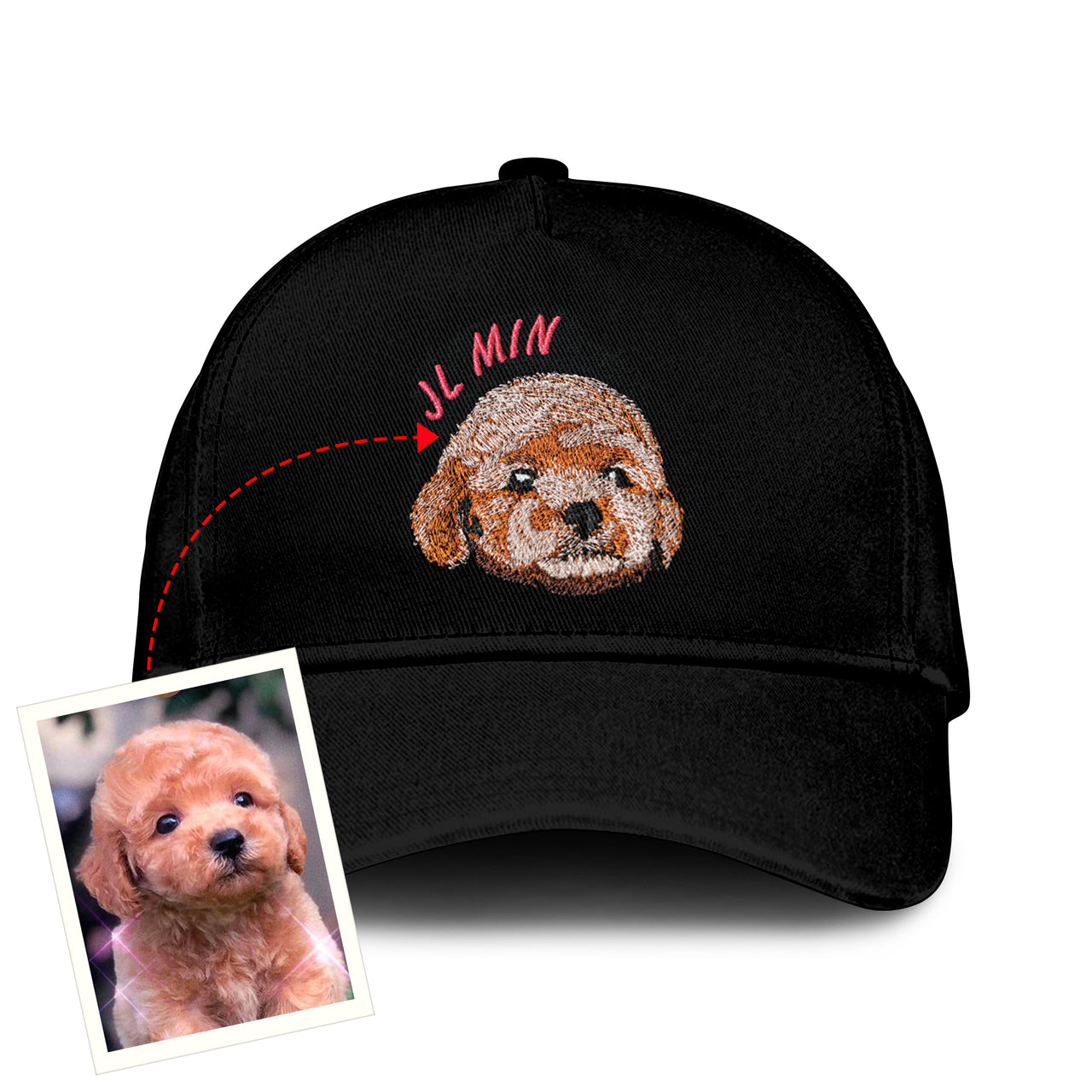 Personalized Hat With Your Dog Photo and Name, Custom Embroidered Pet Hat, Personalized Dog Portrait Hat, Personalized Cat Portrait Hat 23